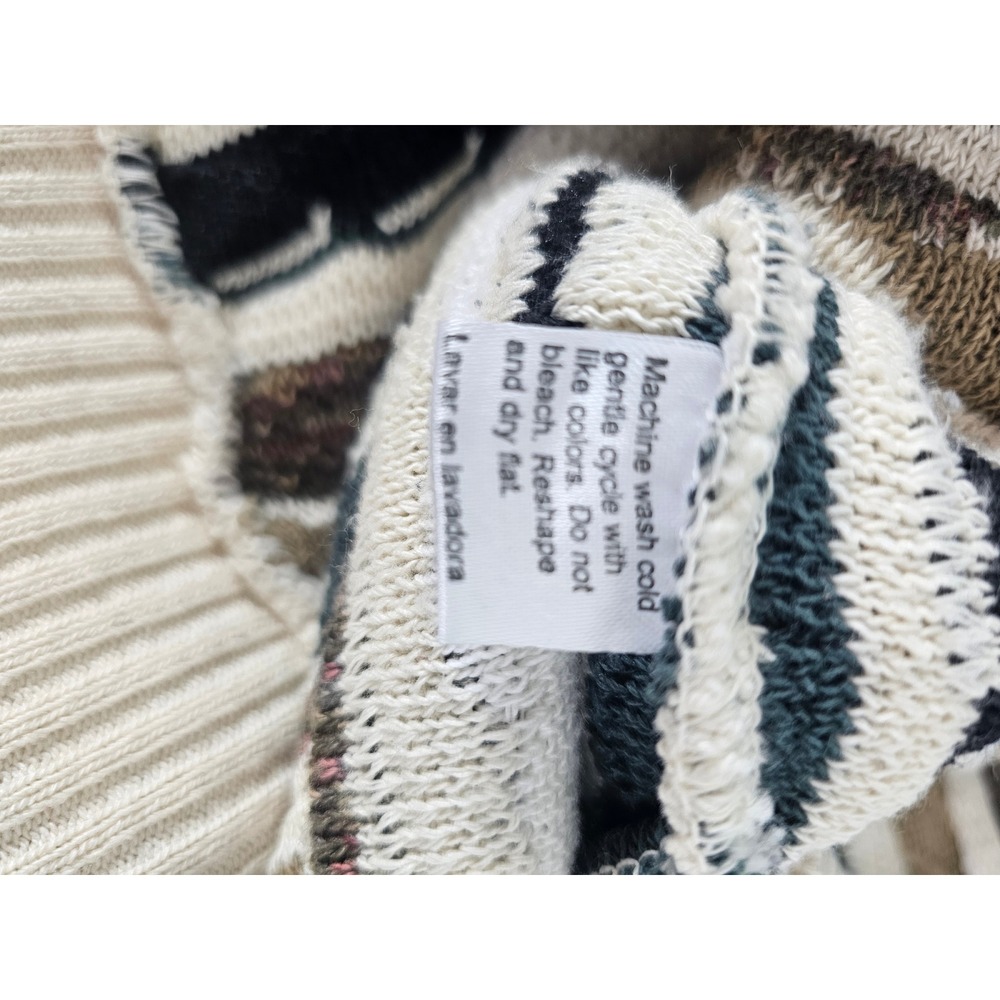 [Grandpacore] J. Ferrar 3D Knit Cardigan Mens Large  Green Striped Coogi Style - Picture 4 of 9